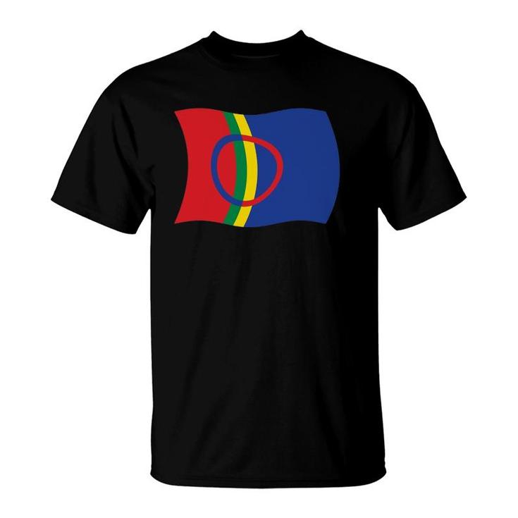 Wavy Flag Of The Sami People Lapland Sapmi Norway T-Shirt