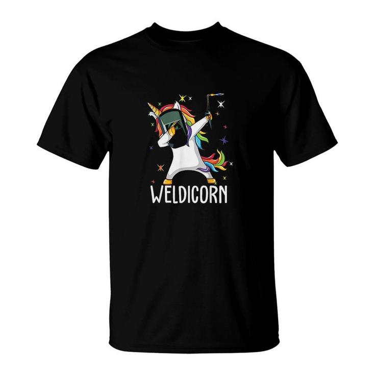 Weldicorn Funny Welder Unicorn Dabbing T-Shirt