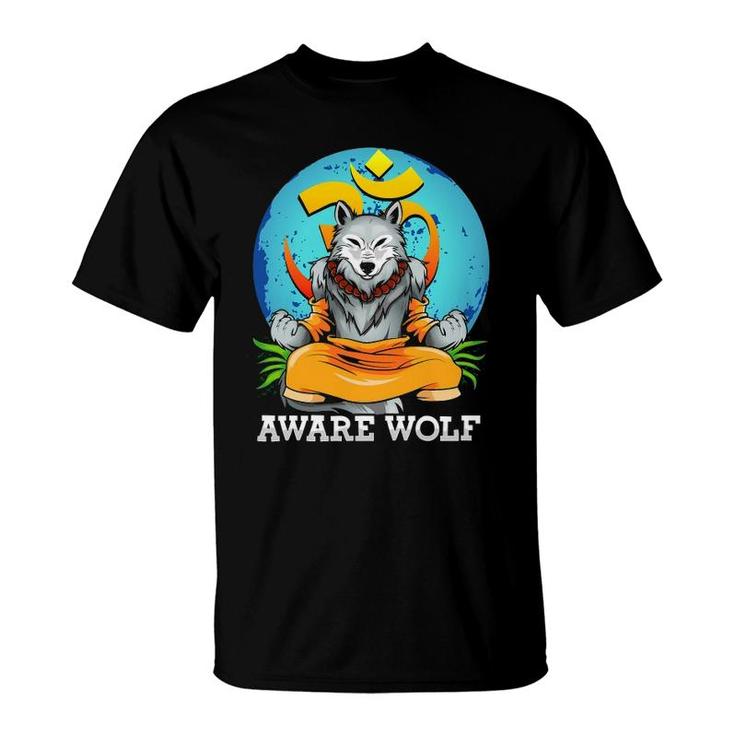 Werewolf Pun Halloween Costume Aware Wolf Yoga Meditation T-Shirt