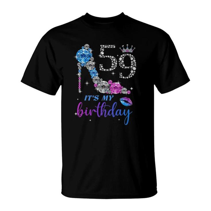 Women It's My 59Th Purple Shoe Crown Happy 59Th Birthday T-Shirt