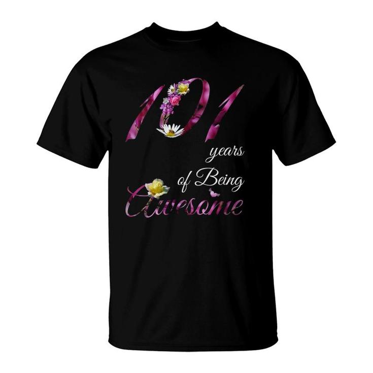 Womens 101 Years Old  Awesome Floral 1921 101St Birthday Gift  T-Shirt