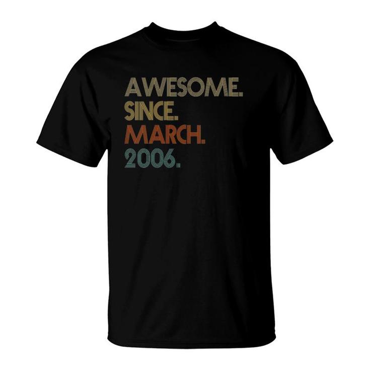 Womens 16Th Birthday Awesome Since March 2006 Vintage V Neck T-Shirt