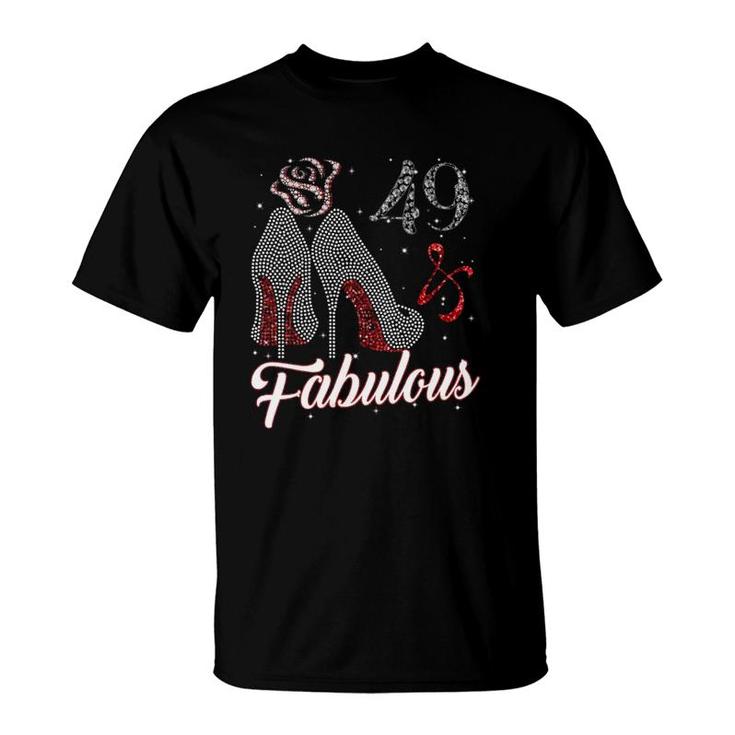 Womens 49 And & Fabulous 1973 49Th Birthday Gift Tee For Womens V-Neck T-Shirt