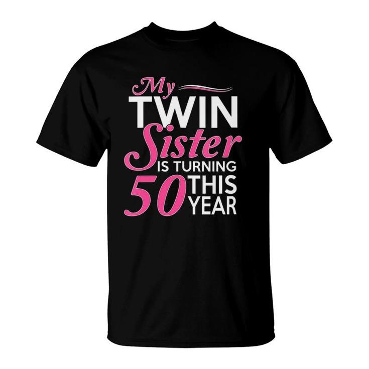 Womens 50Th Birthday Gifts For Twin Sisters Funny Birth Year V-Neck T-Shirt