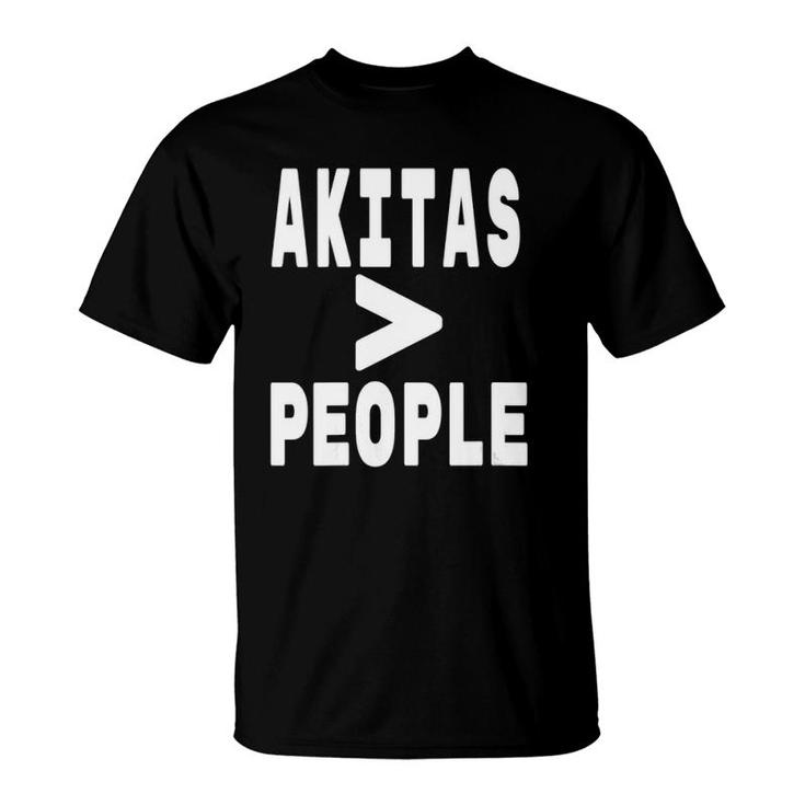 Womens Akitas Greater Than People Dog Owner Mom And Dad V-Neck T-Shirt