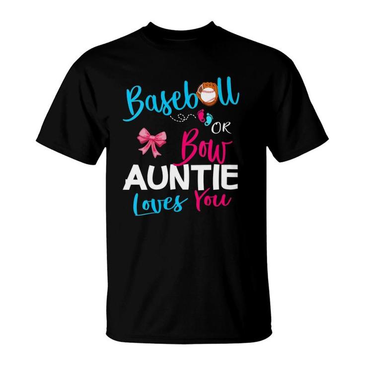 Womens Baseball Gender Reveal Team-Baseball Or Bow Auntie Loves You V-Neck T-Shirt
