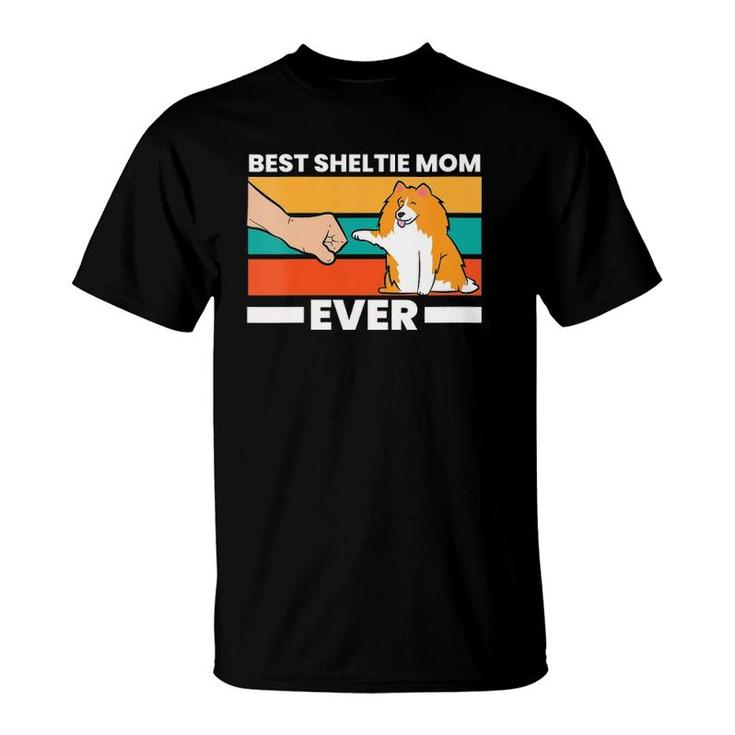 Womens Best Sheltie Mom Ever Dog Sheepdog Mama Shetland Sheepdogs V-Neck T-Shirt