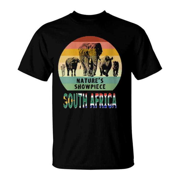 Womens Big 5 Nature's Showpiece South Africa Vintage Retro Sunset  T-Shirt