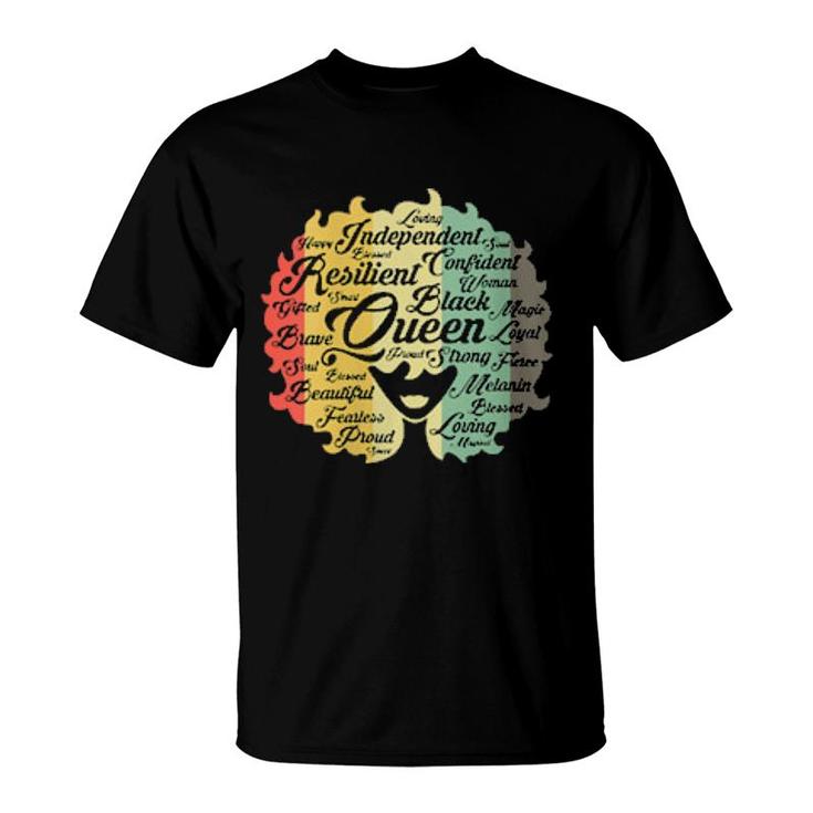 Womens Black Queen Afro African American Melanin Natural Hair T-Shirt ...
