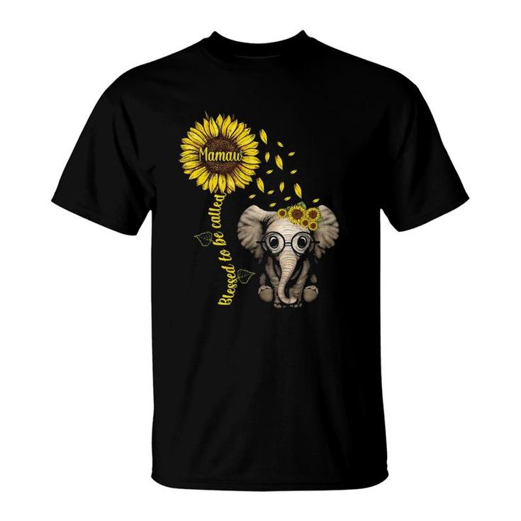 Womens Blessed To Be Called Mamaw Sunflower Elephant Hippie T-Shirt