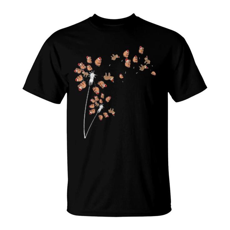 Womens Christmas Dandelion Xmas Animal Lazy Animal Sloth T-Shirt