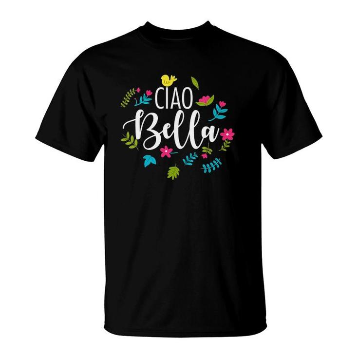 Womens Cool Ciao Bella Quote For Mom Or Grandma V-Neck T-Shirt