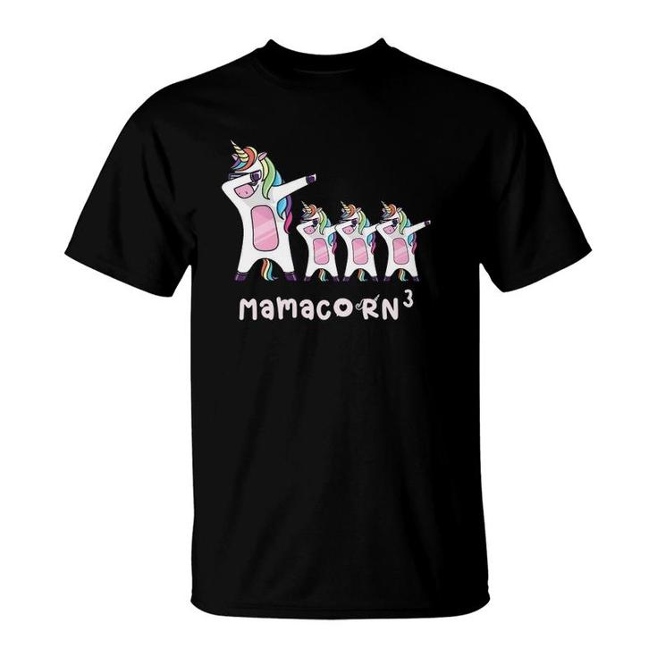 Womens Cute Mamacorn Unicorn Funny Mom Mother Of 3 Triplet Mom3 V Neck T-Shirt