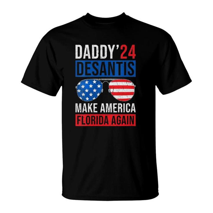 Womens Daddy Desantis 2024 Make America Florida Again V-Neck T-Shirt