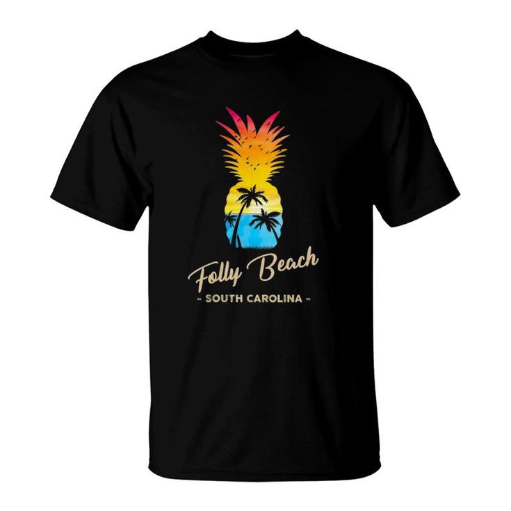 Womens Folly Beach Souvenir Pineapple - South Carolina T-Shirt