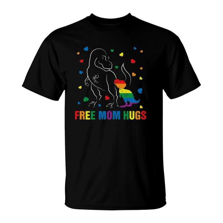 Womens Free Mom Hugs Mama Dinosaur  Lgbt Gay Pride Gift Mother T-Shirt