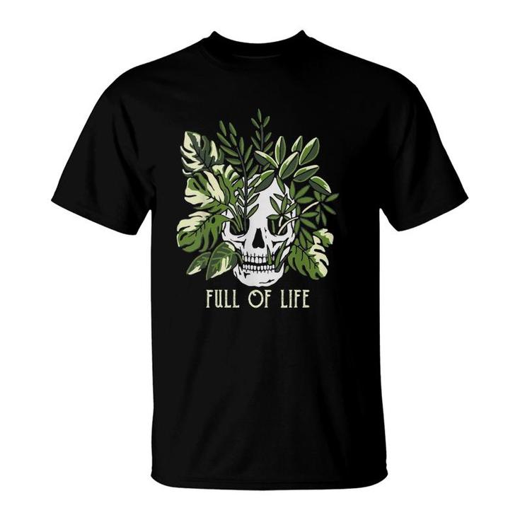 Womens Full Of Life Skull Gardening Garden V-Neck T-Shirt