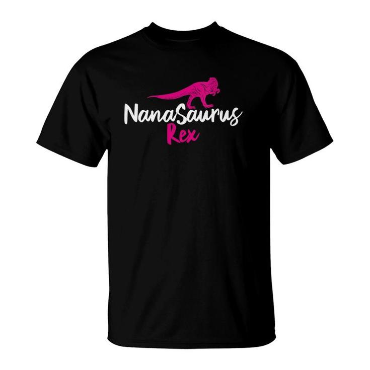 Womens Funny Grandma Mother's Day  Nana Saurus Rex Design V-Neck T-Shirt