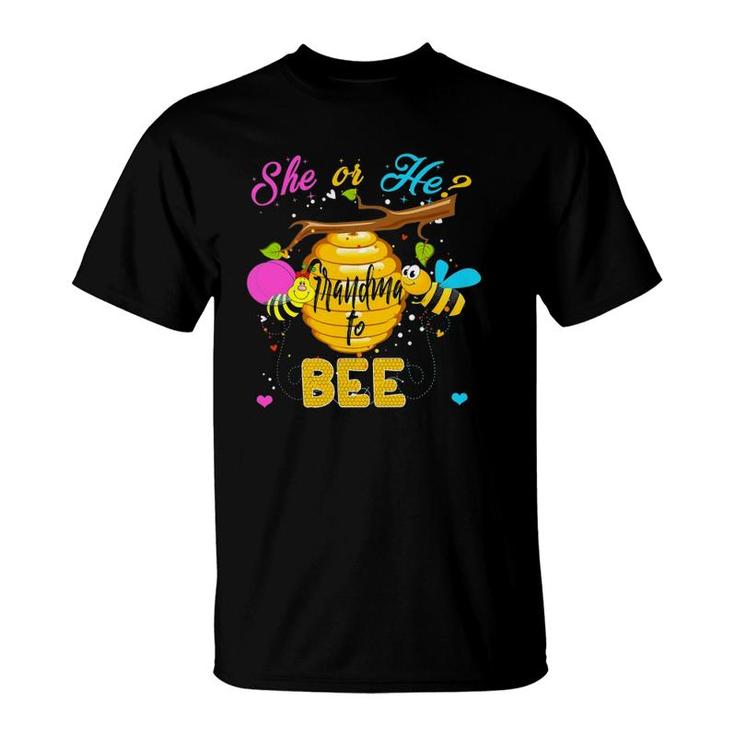 Womens Gender Reveal What Will It Bee Tees He Or She Grandma T-Shirt