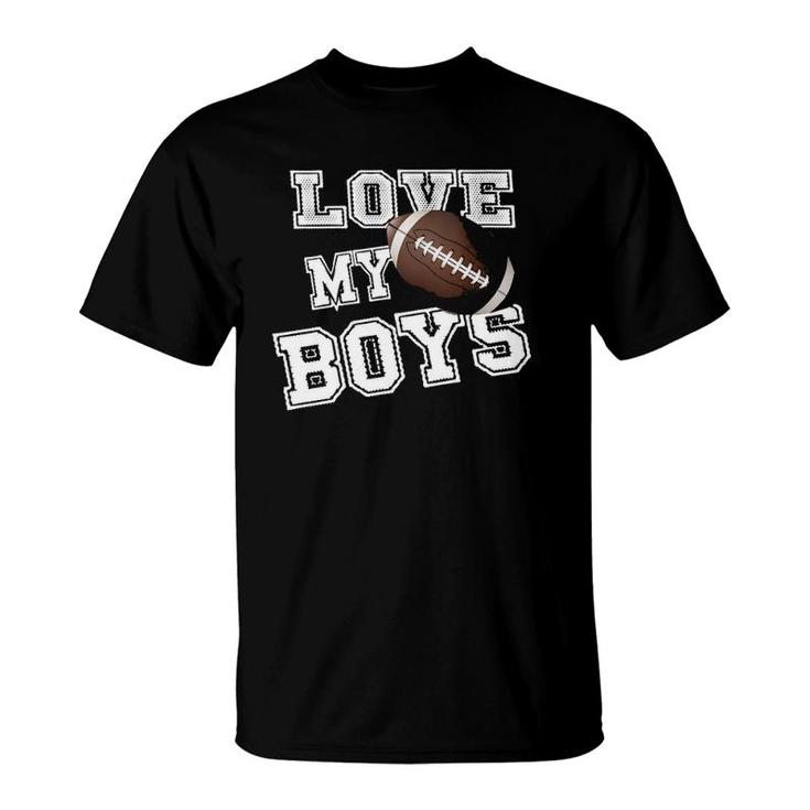 Womens I Love My Boys Football  For Moms- Cute Football Mom V-Neck T-Shirt