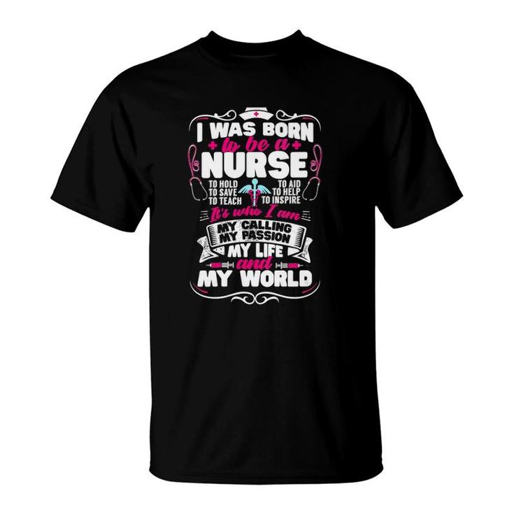 Womens I Was Born To Be A Nurse Cool Health Care Nursing Gift V-Neck T-Shirt