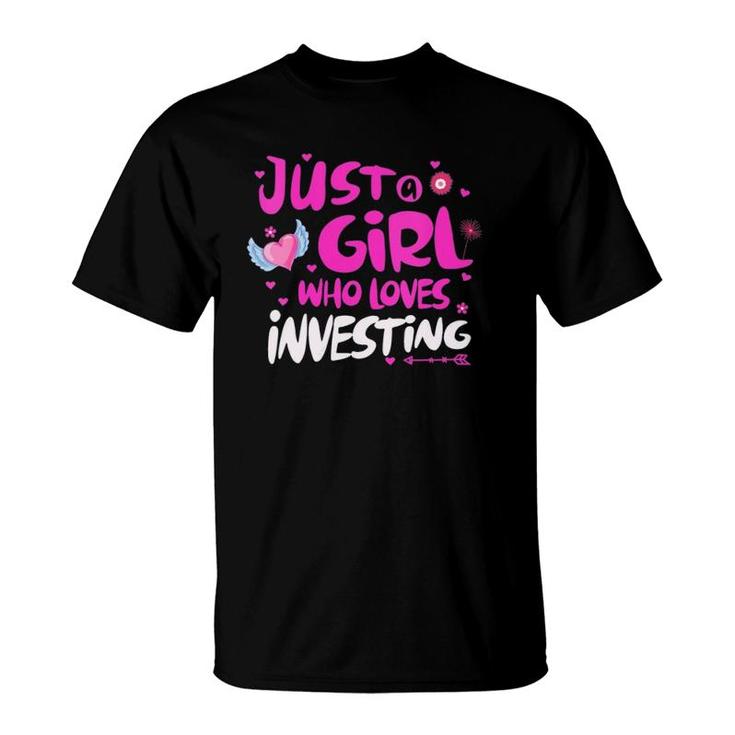 Womens Just A Girl Who Loves Investing V-Neck T-Shirt