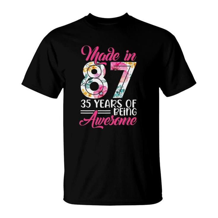 Womens Made In 87 Awesome 35 Years Old Birthday Party Costume Women T-Shirt