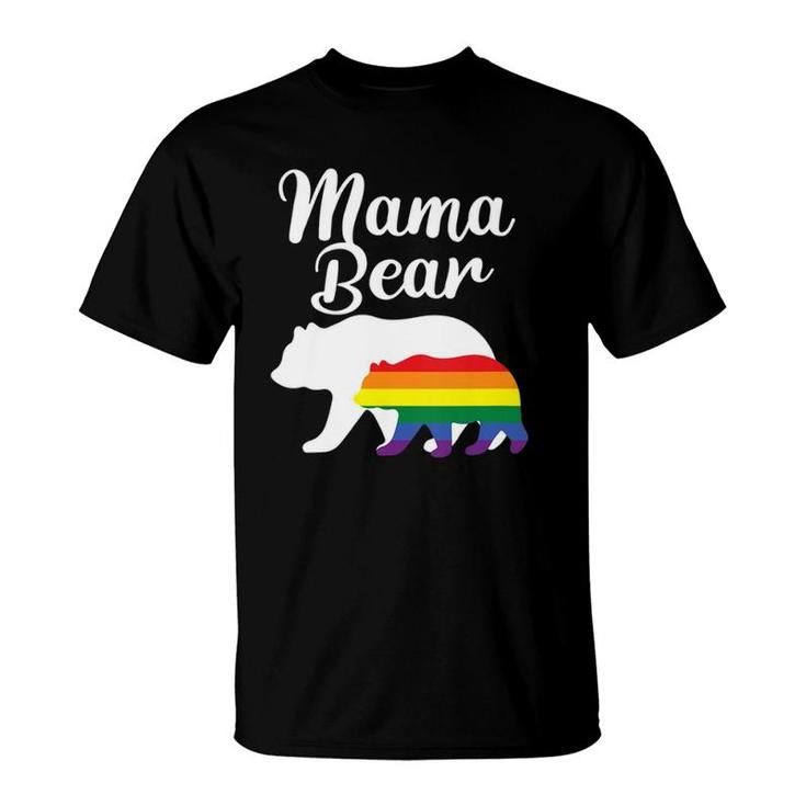 Womens Mama Bear Lgbtq Rainbow Bear Family Support Gift T-Shirt
