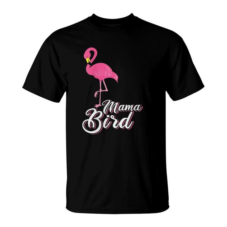 Womens Mama Bird Tee Novelty Flamingo Lover Gift Idea For Women T-Shirt