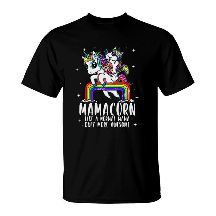 Womens Mamacorn Like A Mama Only More Awesome Unicorn Mom Bday Gift V-Neck T-Shirt