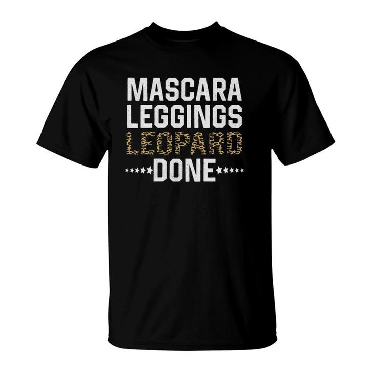 Womens Mascara Leggings Leopard Done Funny V Neck T-Shirt