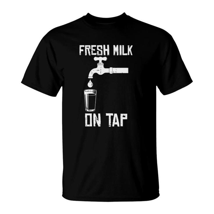 Womens Milk On Tap Breastfeeding Funny Motherhood Mama New Mom Gift T-Shirt