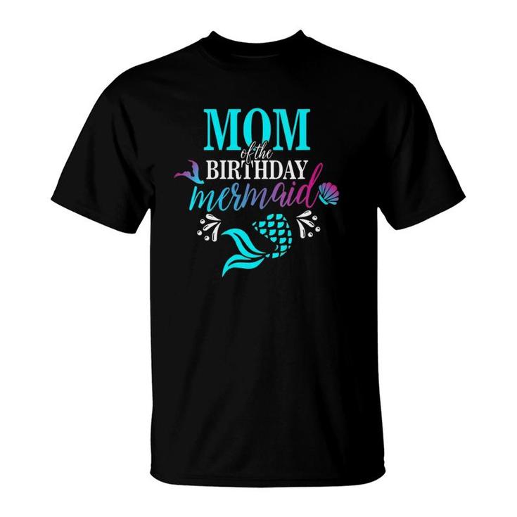 Womens Mom Of The Birthday Mermaid Matching Family V-Neck T-Shirt
