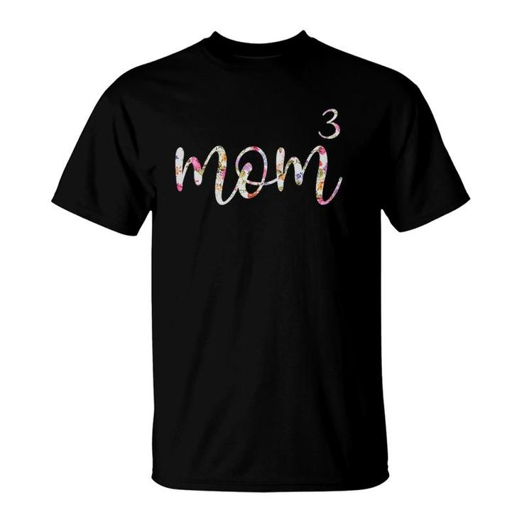 Womens Mom To The 3Rd Power Mother Of 3 Mom3 Gift V-Neck T-Shirt