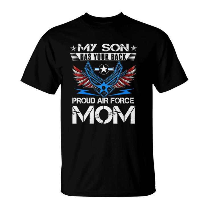 Womens My Son Has Your Back Proud Air Force Mom Tees Usaf V-Neck T-Shirt