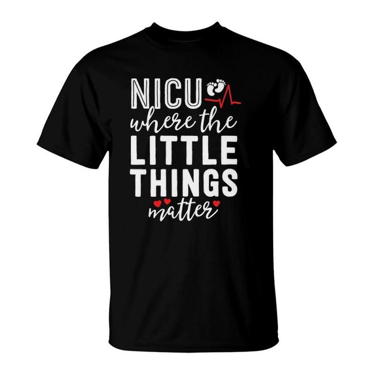Womens Nicu Nurse Gift Where Little Things Matter Neonatal Nursing V-Neck T-Shirt