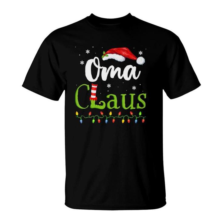 Womens Oma Claus Funny Grandma Santa Pajamas Christmas Gift Idea V-Neck T-Shirt