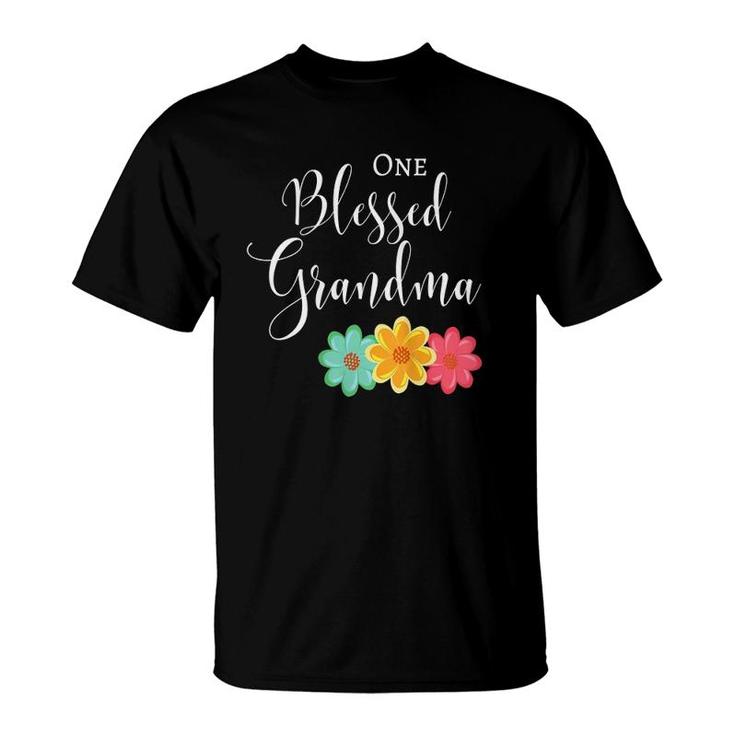 Womens One Blessed Grandma Gift For Grandmother  T-Shirt