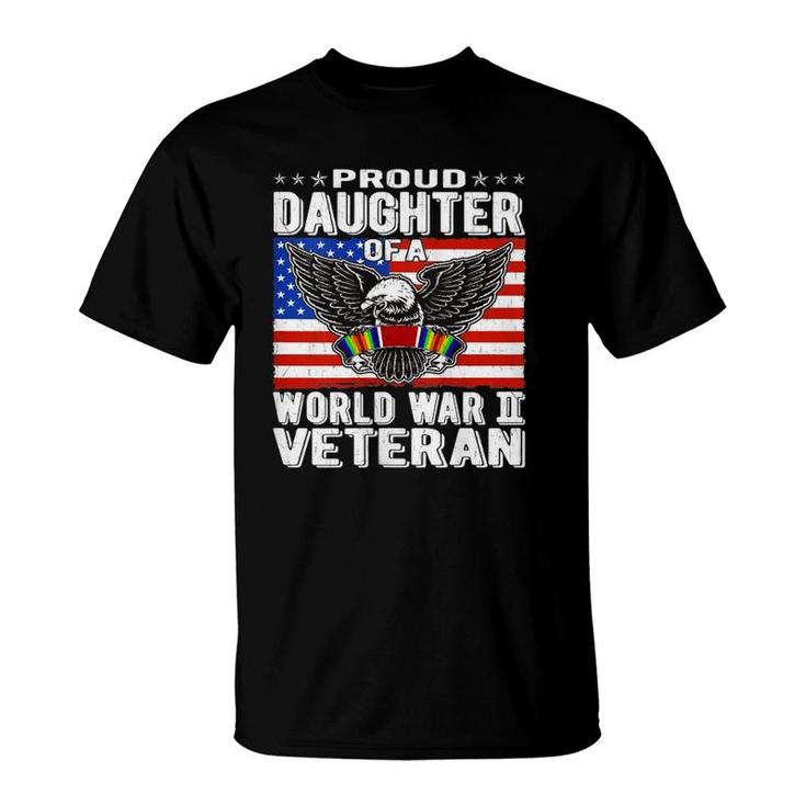 Womens Proud Daughter Of A World War 2 Veteran Patriotic Ww2 Child T-Shirt