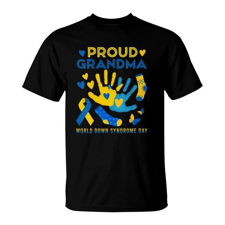 Womens Proud Grandma T21 World Down Syndrome Awareness Day Ribbon  T-Shirt