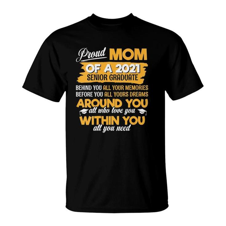Womens Proud Mom Of A 2021 Senior Graduate Mommy Mother V-Neck T-Shirt