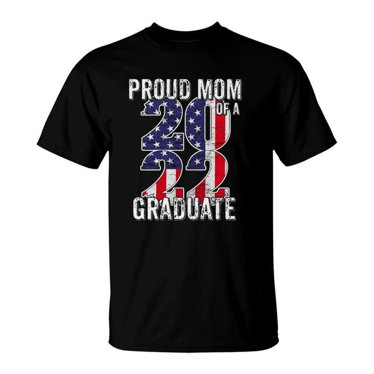 Womens Proud Mom Of Class Of 2022 Graduate American Flag Senior T-Shirt