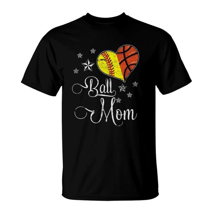 Womens Proud Softball Basketball Mom Ball Mother's Day T-Shirt
