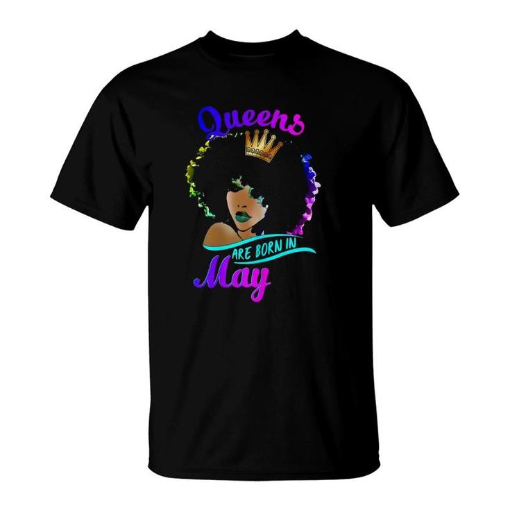 Womens Queens Are Born In Mayblack Women Taurus Birthday T-Shirt