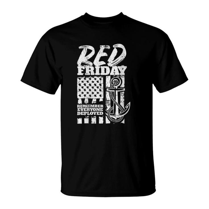 Womens Red Friday Navy Family Deployed V-Neck T-Shirt