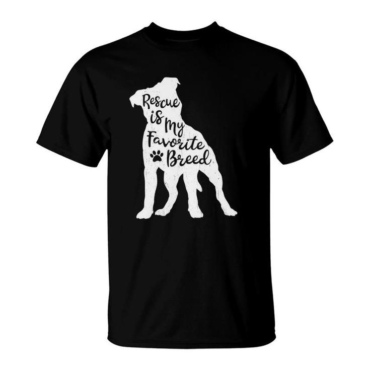 Womens Rescue Is My Favorite Breed Pitbull Dog Lover Pit Bull Mom V-Neck T-Shirt