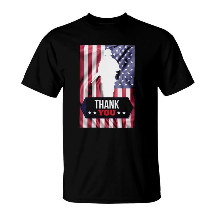 Womens Soldier Thank You Flag Veterans, Memorial Day & 4Th Of July T-Shirt