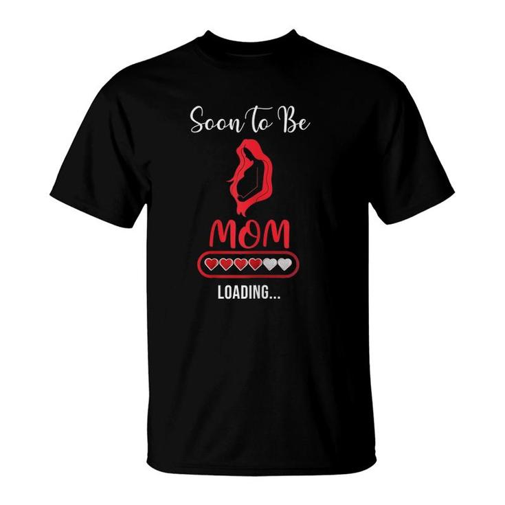 Womens Soon To Be Mom 2021 Heart Loading New Mama Mommy Mother's Day T-Shirt