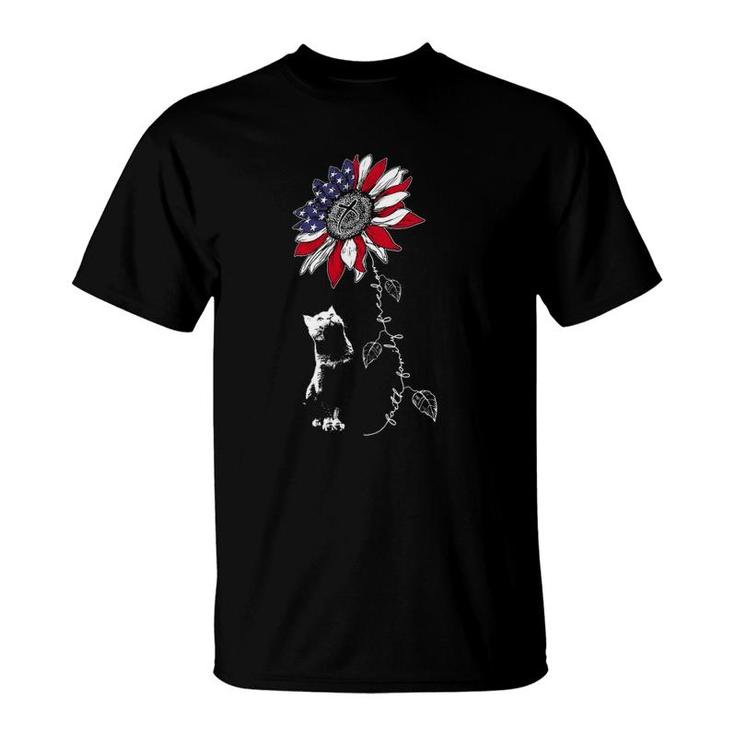 Womens Sunflower 4Th Of July Patriotic Faith Family Freedom T-Shirt