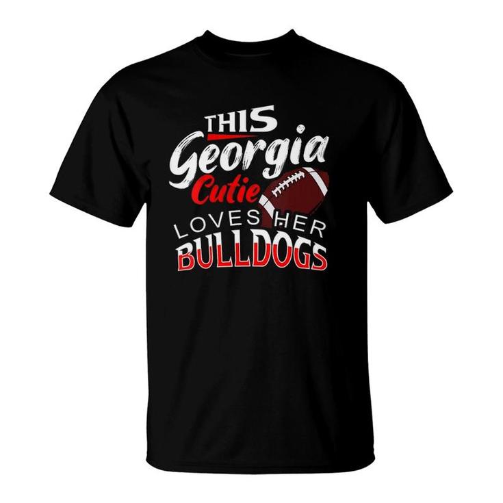 Womens This Georgia Cutie Loves Her Bulldogs Sports Fan V Neck T-Shirt